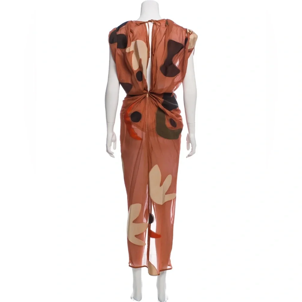 JACQUEMUS Henri Dress Ruched Sheer Midi Brown Pattern Spring 2018 La Bomba - Picture 3 of 4